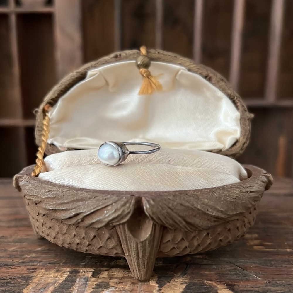 ❤️VTG Silver Ring w/ Freshwater Pearl